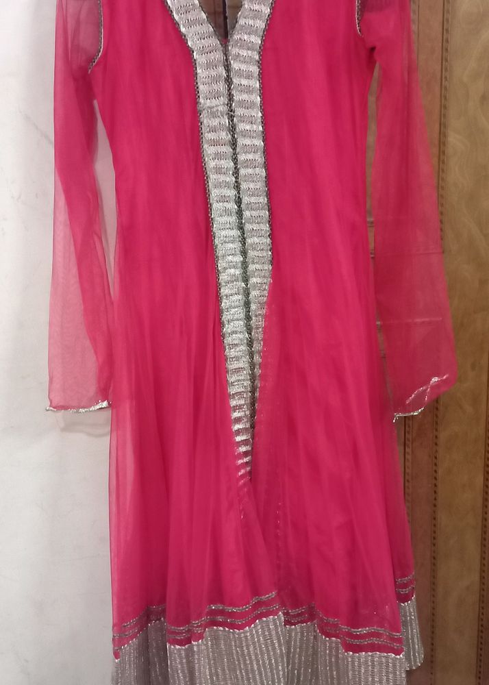 Pink &amp; Silver Anarkali