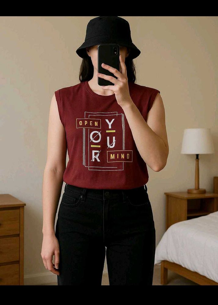 Sleeves Cotton Printed Tshirt