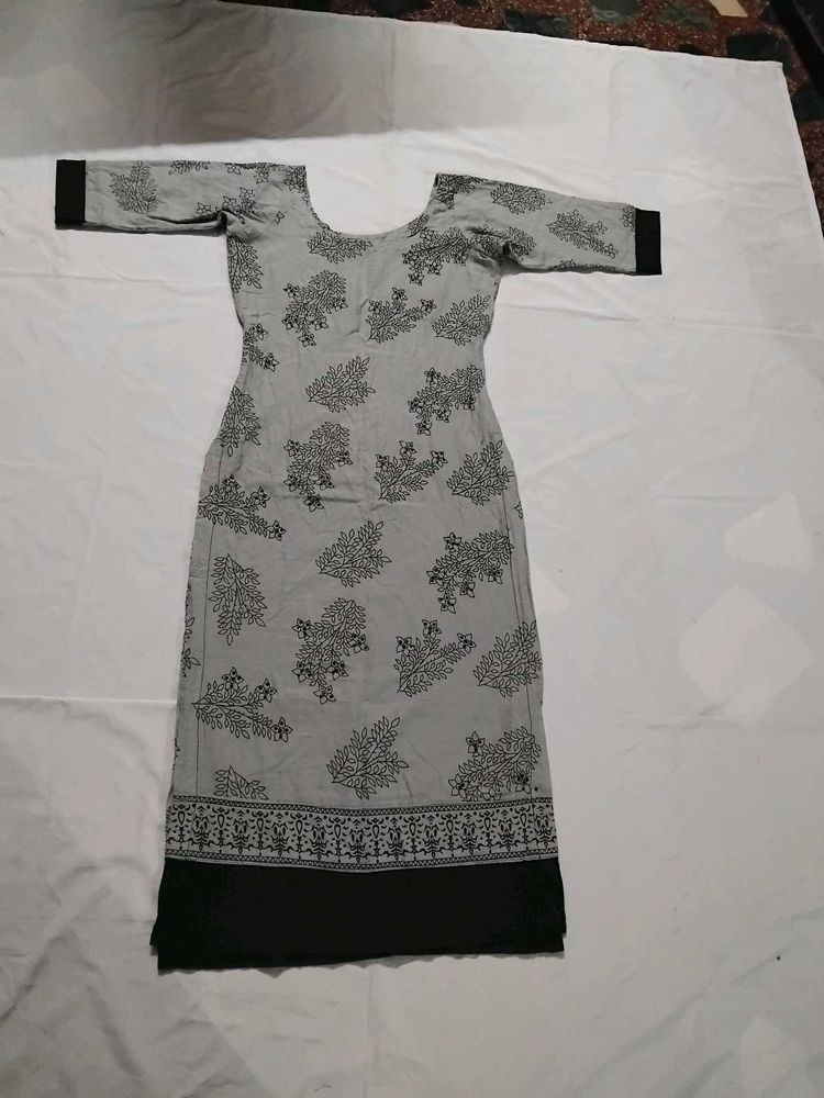 Grey Floral Print Kurti