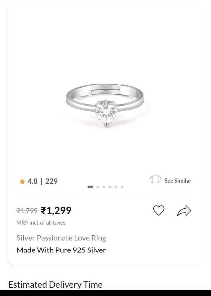 GIVA Real 925 Silver Heart Ring💍