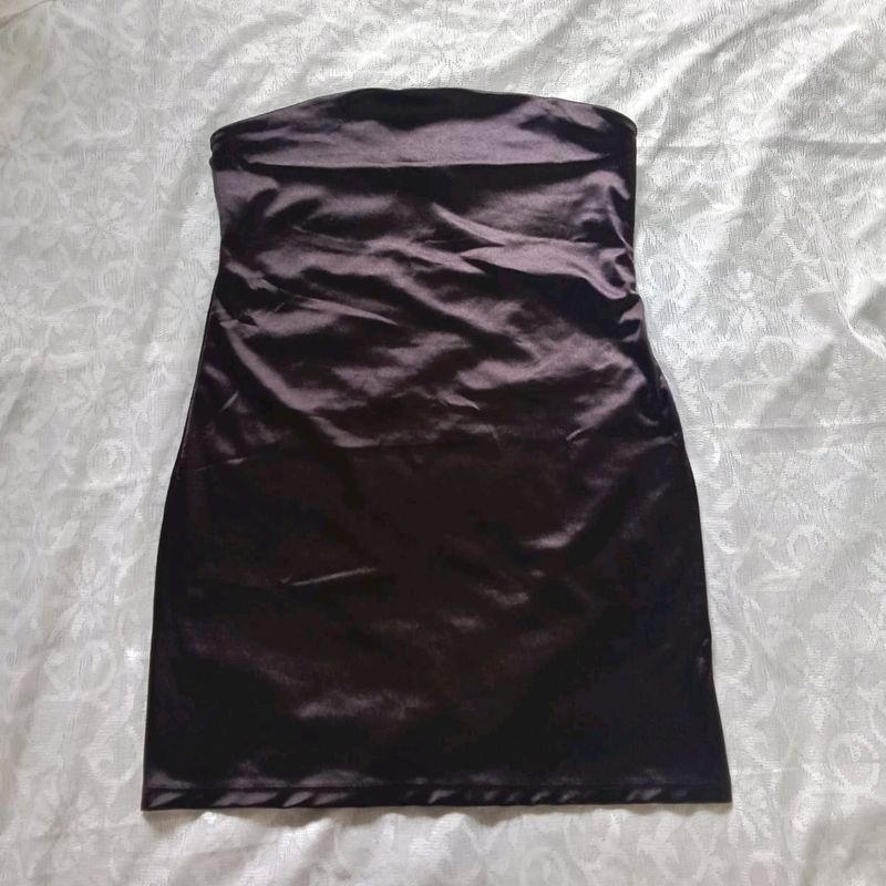 H&amp;M Black Satin Tube Dress