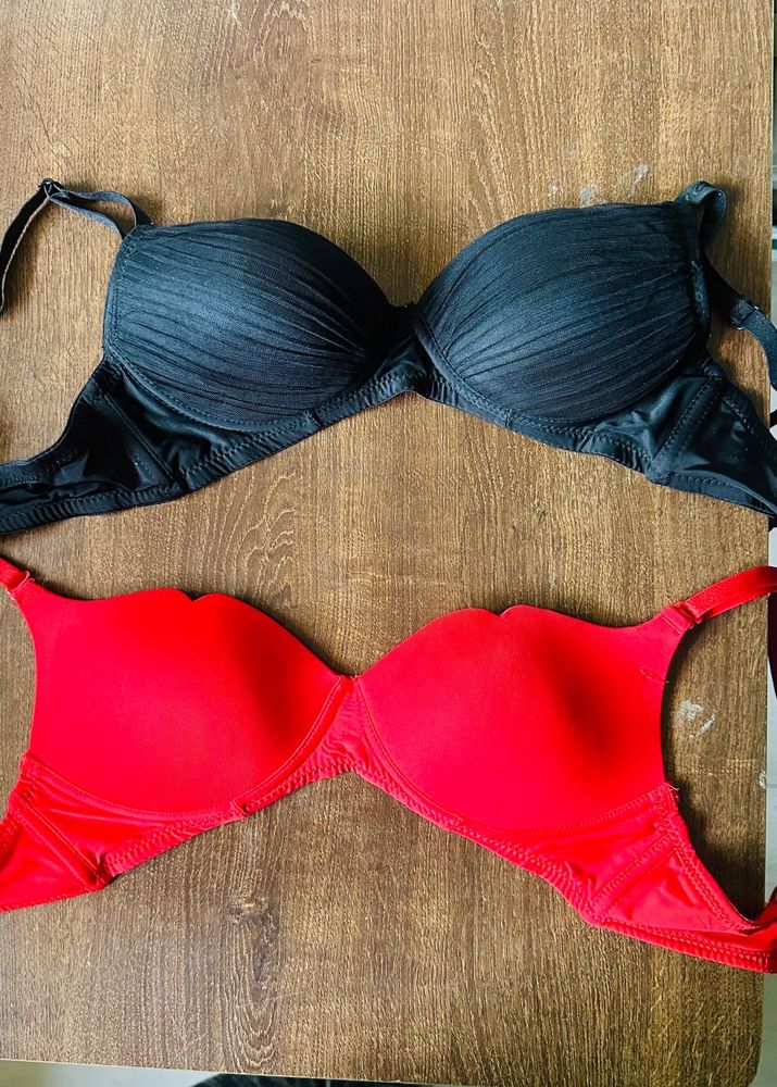 Black And Red Size 32B Padded Bra