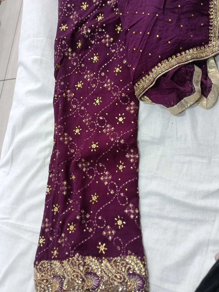 Elegant Purple Dress Material (no Discount)