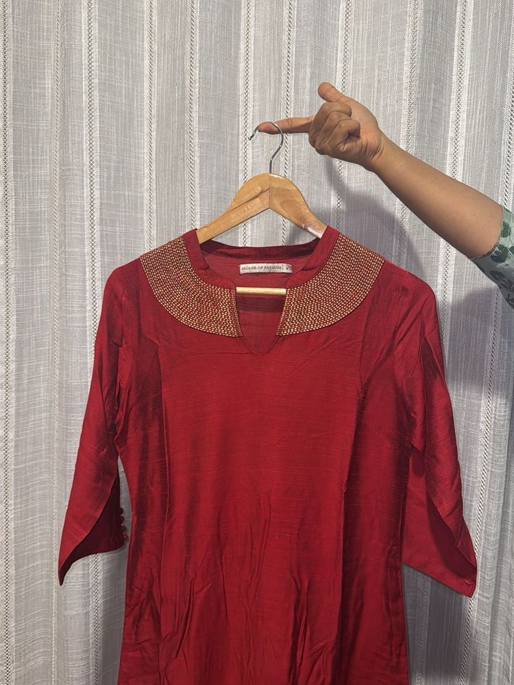 Silk Red Kurti