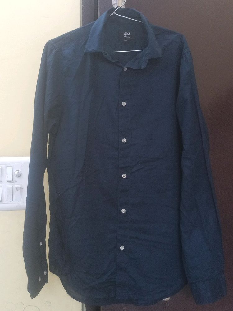 Navy Blue H&amp;M Cotton Shirt