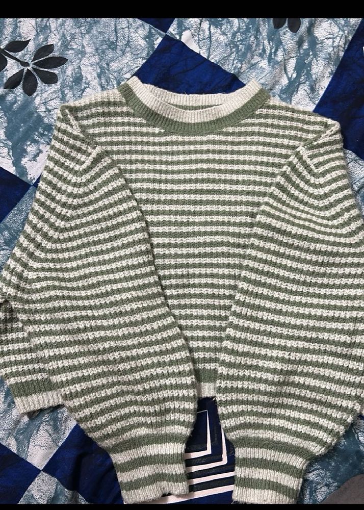Striped Knit Pullover Sweater