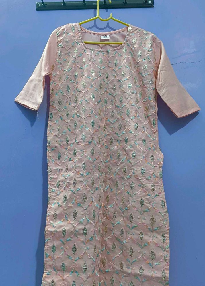 Pink Embroidered Kurta
