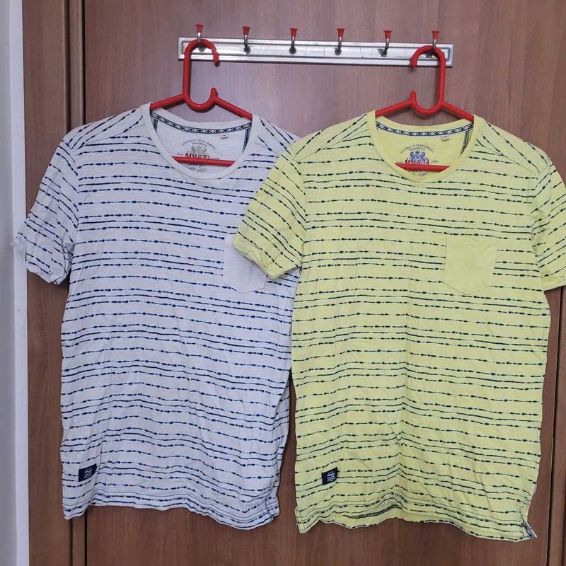MUFTI Set Of 2 Half Sleeve Tshirts - SIZE M