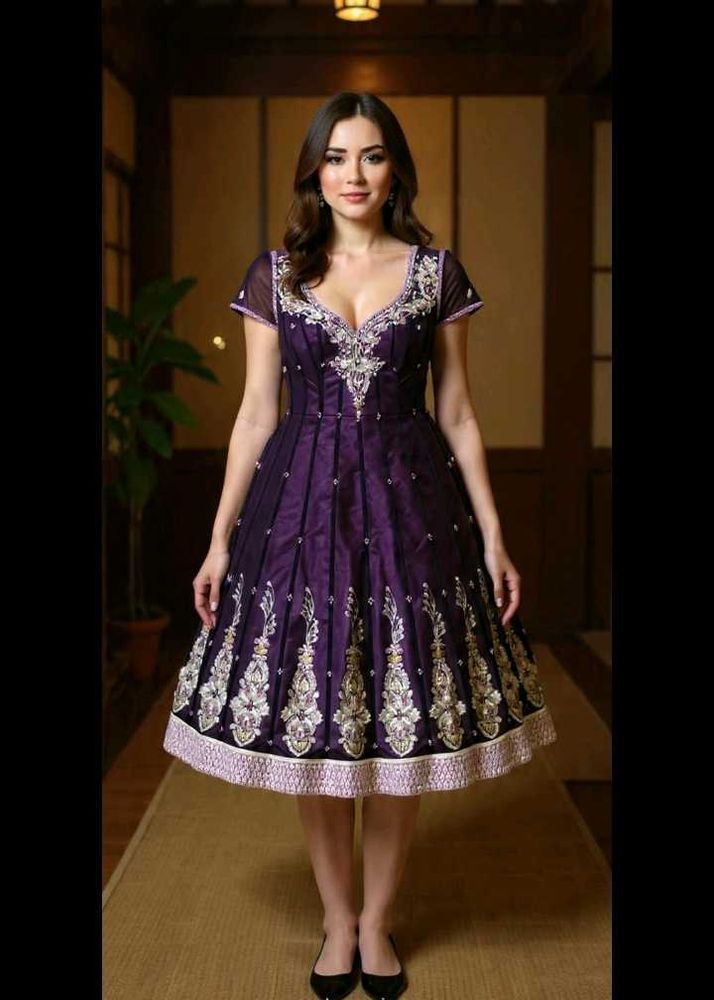 Purple Embellished Anarkali Dress