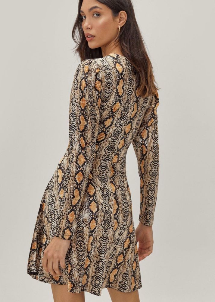 Brown Snake PrintVisit Stretch Jersey Dress