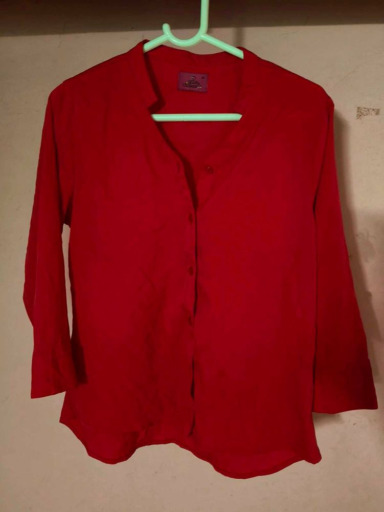 Red Button-Up Top