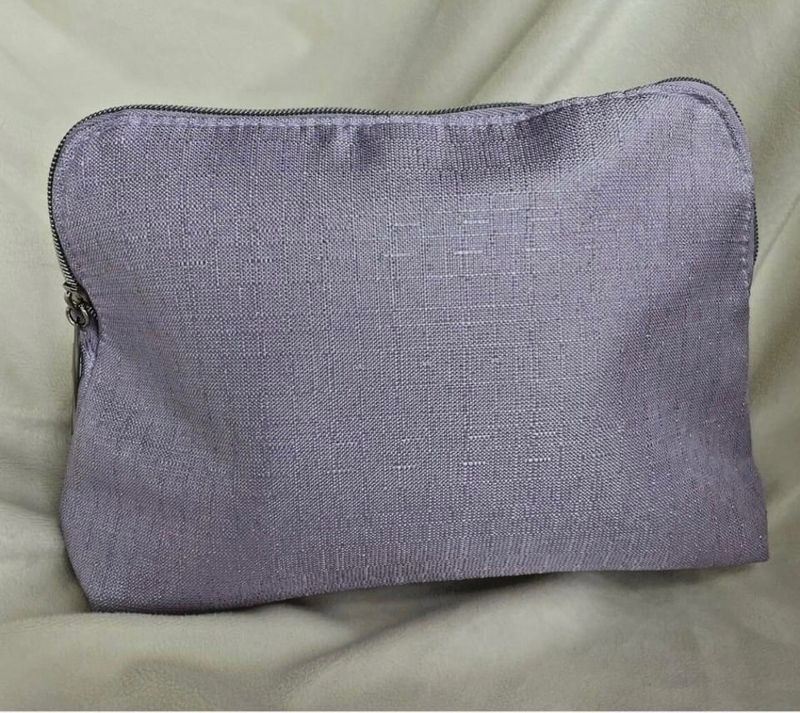 Lancome Lilac Cosmetic Makeup Bag Sparkle Woven Ba