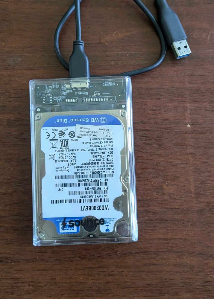 WD 320GB HDD with enclosure and USB (