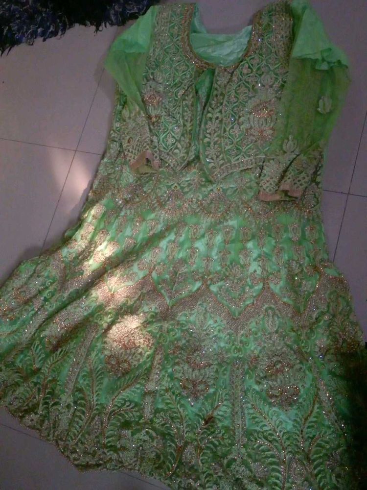 Elegant Green Embellished Lehenga Choli