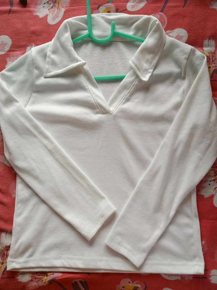 White Ribbed Top