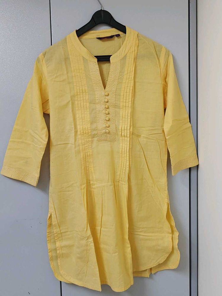 Yellow Cotton Kurti