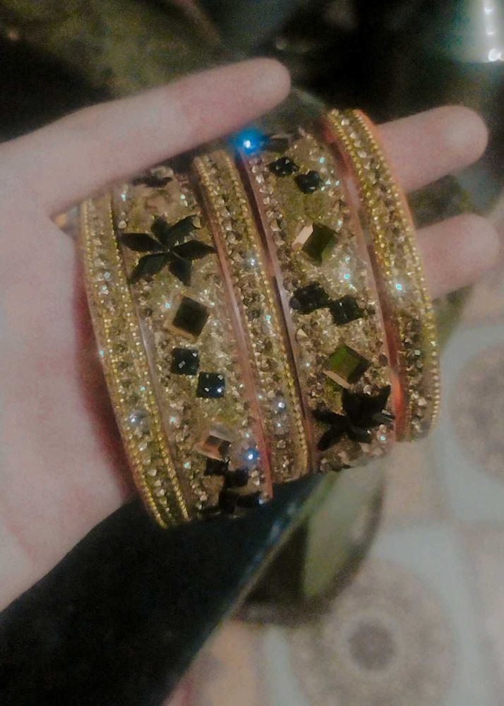 Elegant Gold-toned Bangle Set