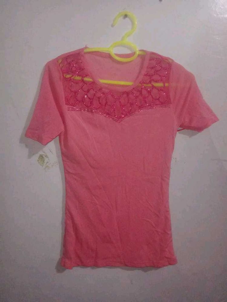 Cute Pink Embellished Top