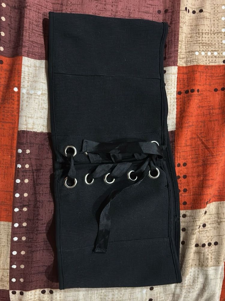 Black Lace-Up Corset Belt