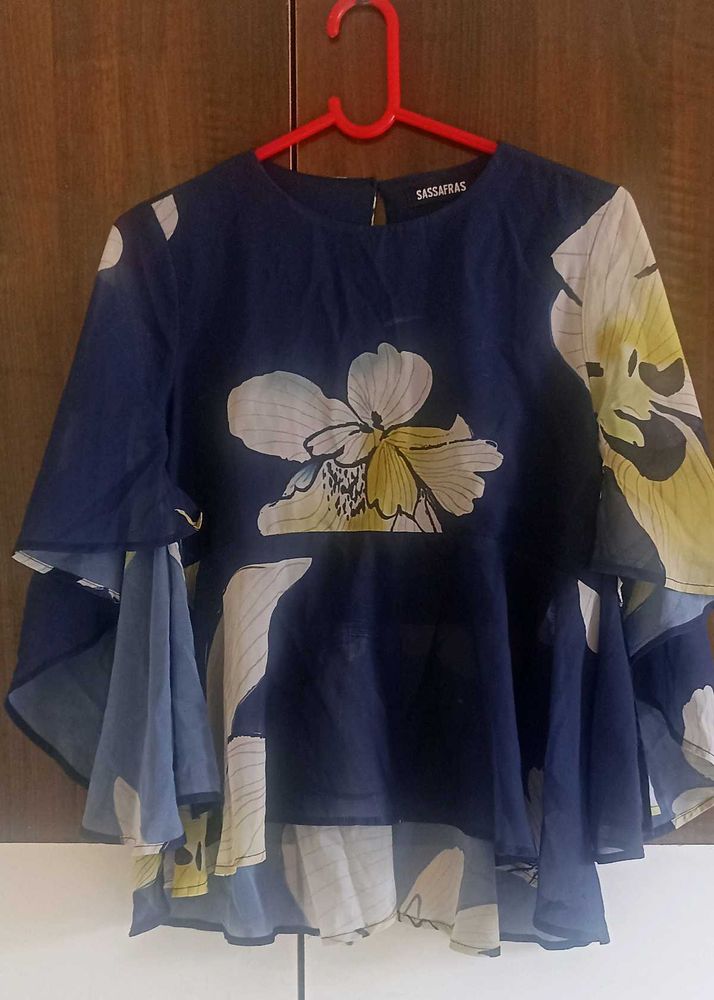 Floral Print Top with Layered Sleeves