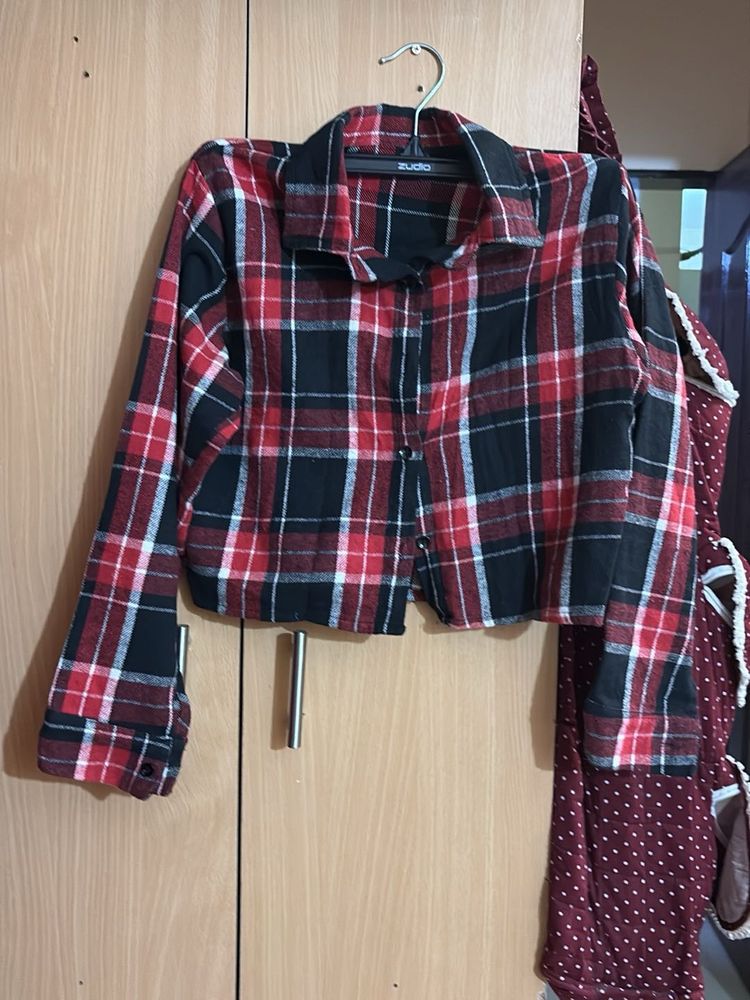 Red Plaid Crop Top