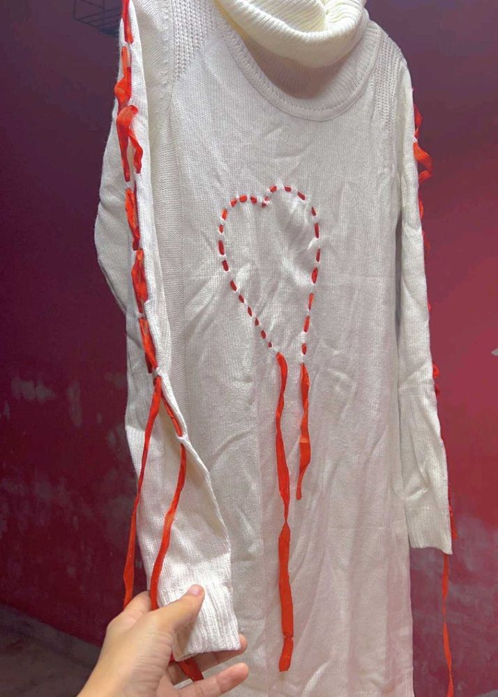 Winter❄️ red heart❤️ long Top And Full Selves