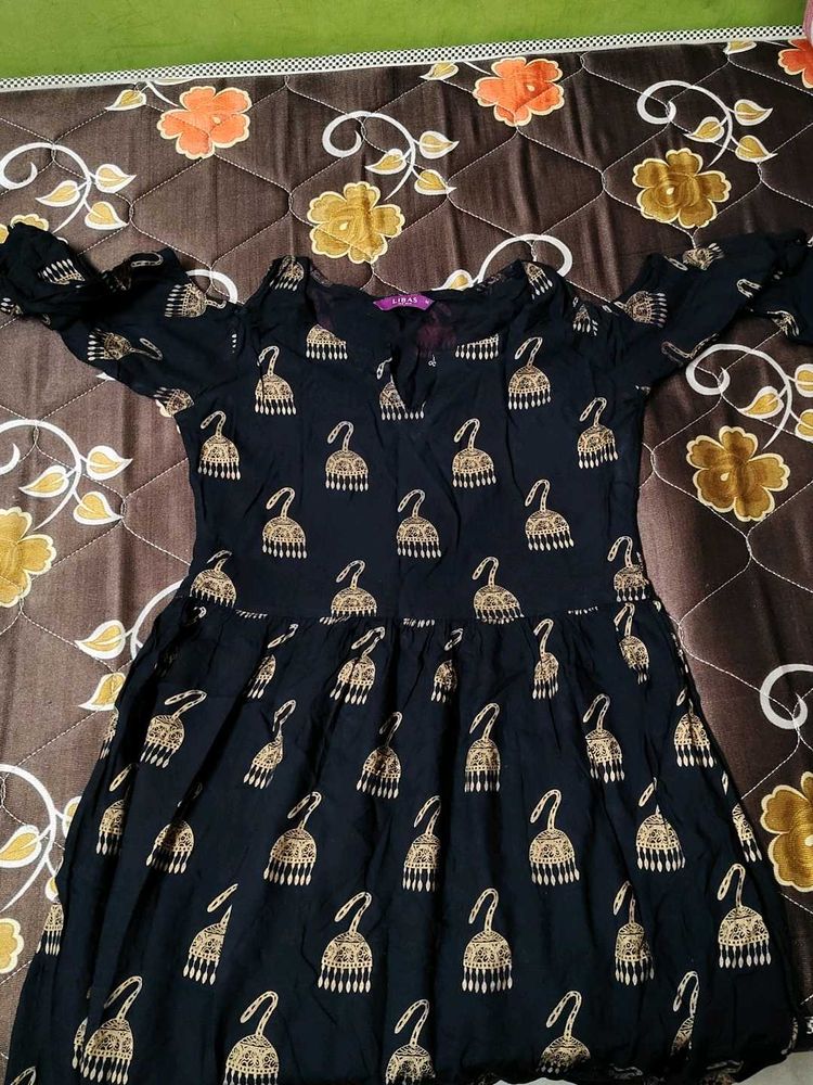 Printed Black Dress