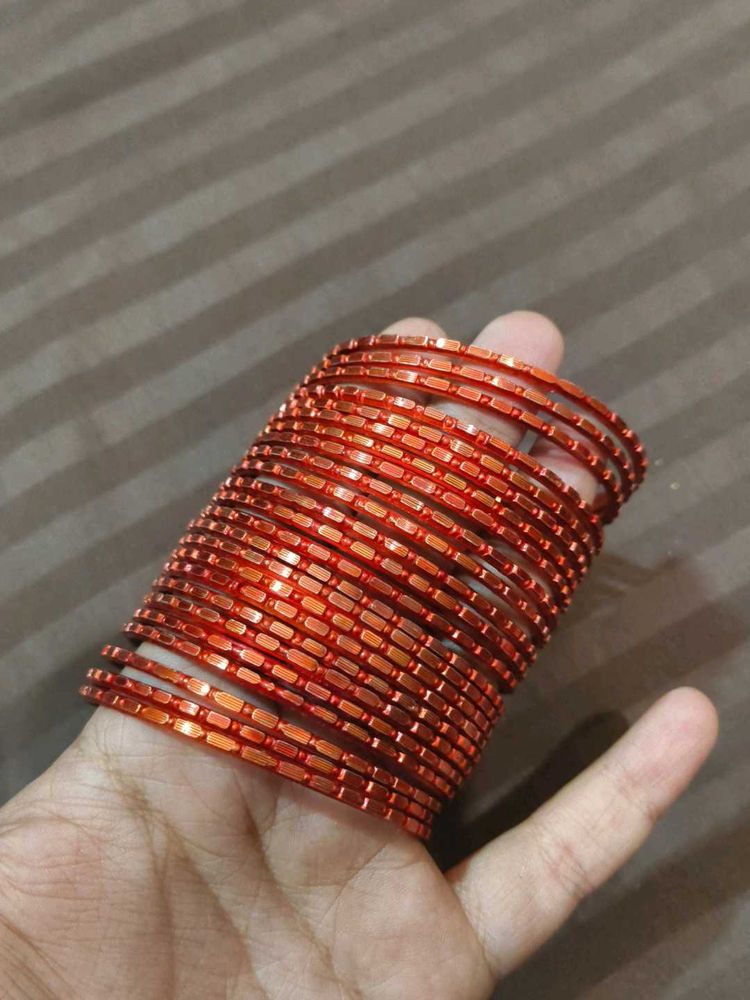 Rust red Metal Bangles Set
