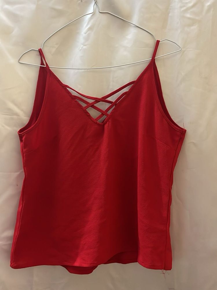 Red Crisscross Cami Top