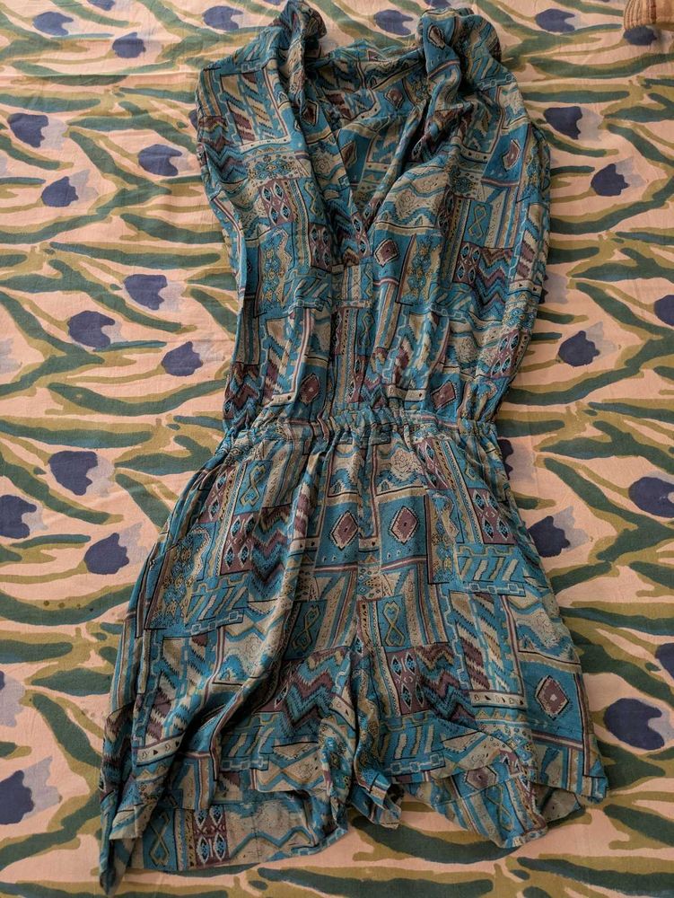 Blue Patterned Romper