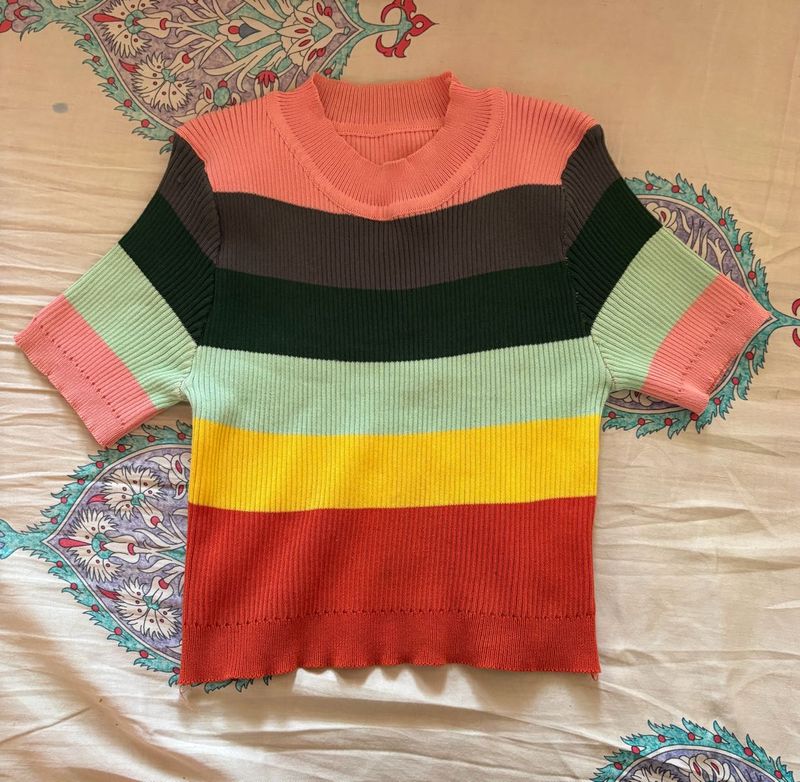 Striped Ribbed Knit Top