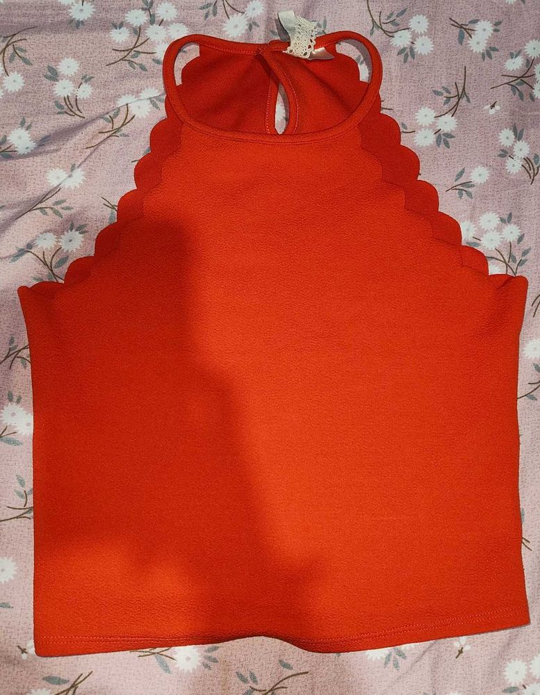 Cute red Scalloped Tank Top