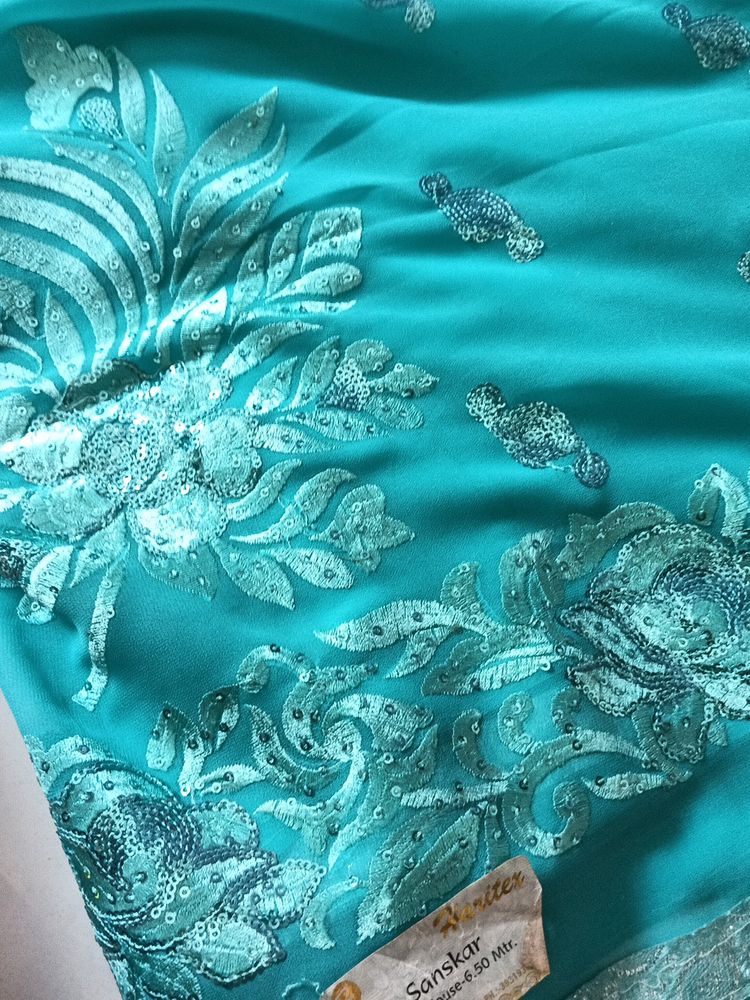 New Sky Blue Saree