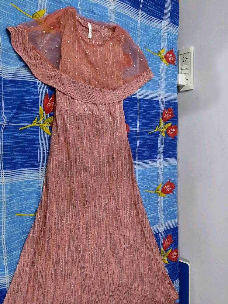 Pink Sparkly Cape Dress