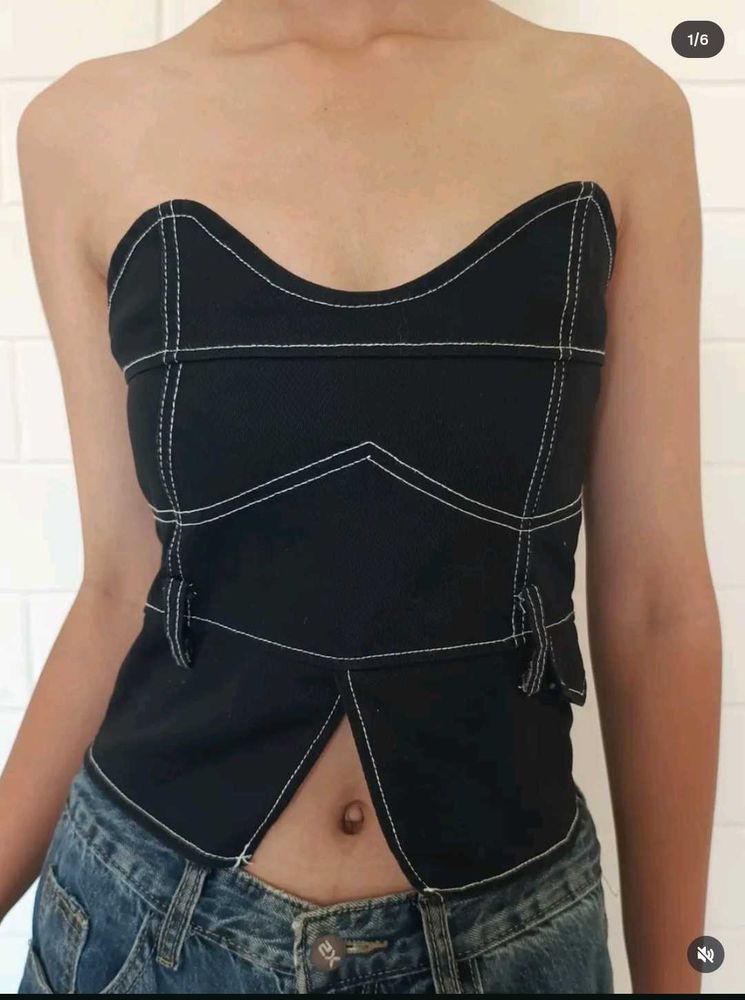 Black Strapless Corset Top