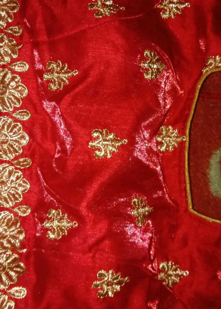 Red &amp; Gold Embellished Blouse