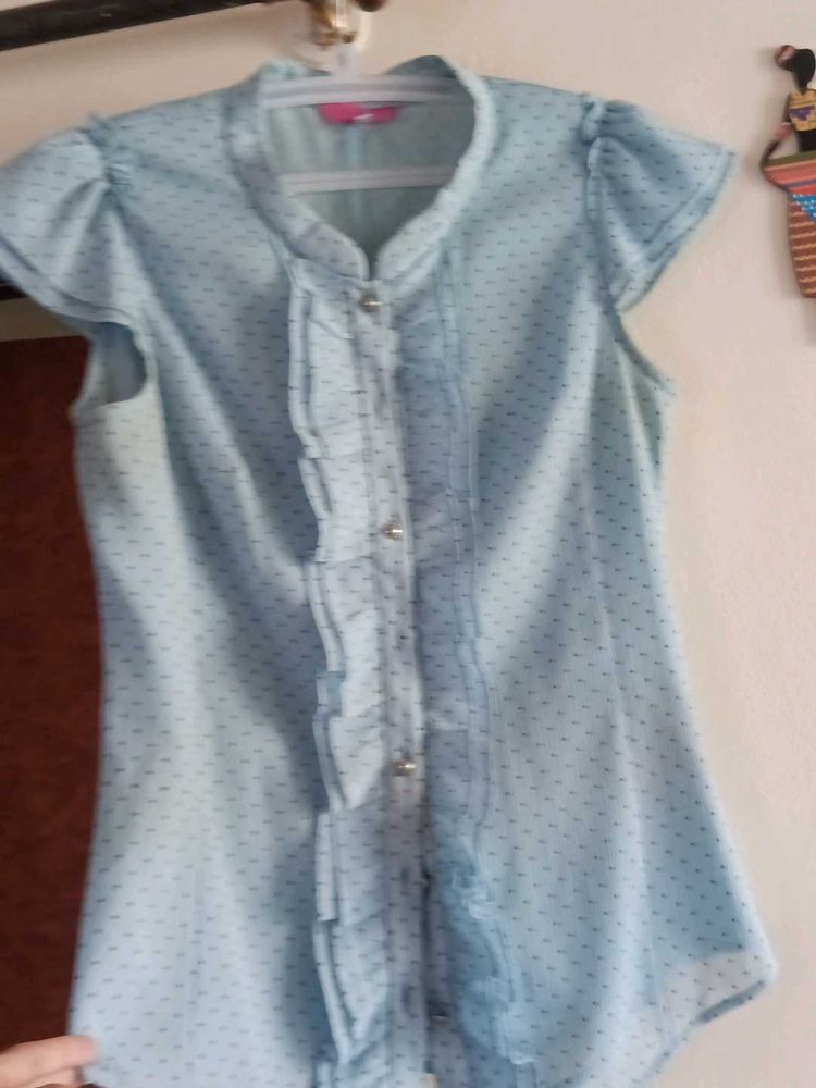Cute Blue Polka Dot Blouse