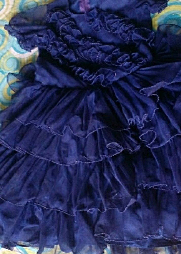 Very Cute Blue Net Frock For 5 Years Old Girl