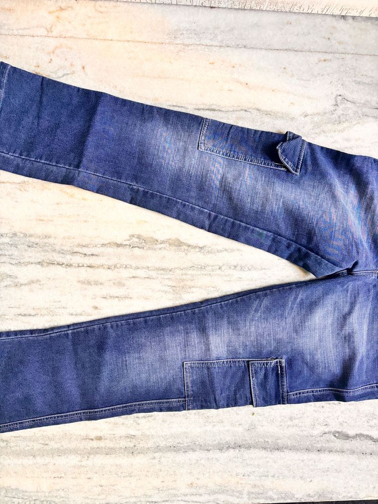 Blue Denim Cargo Jeans
