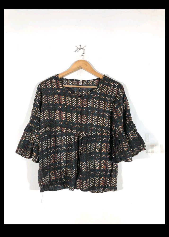 Boho Print Bell Sleeve Top
