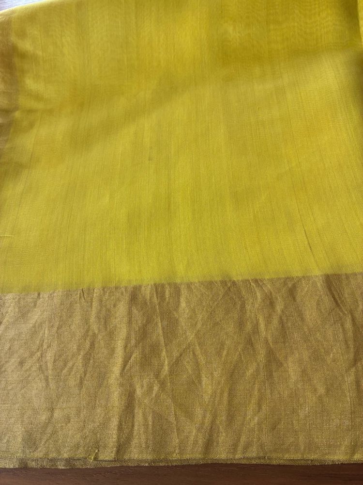 Raw mango Yellow Chanderi Saree
