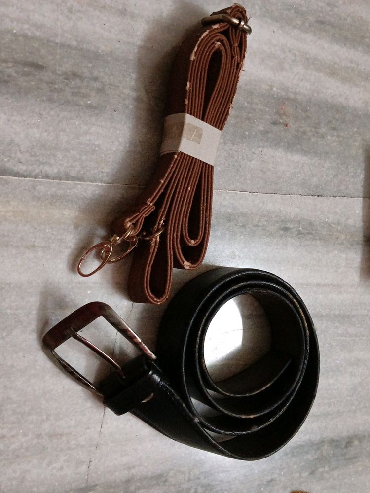 Belt For Gents ( Black)And Bag Sling (Brown).