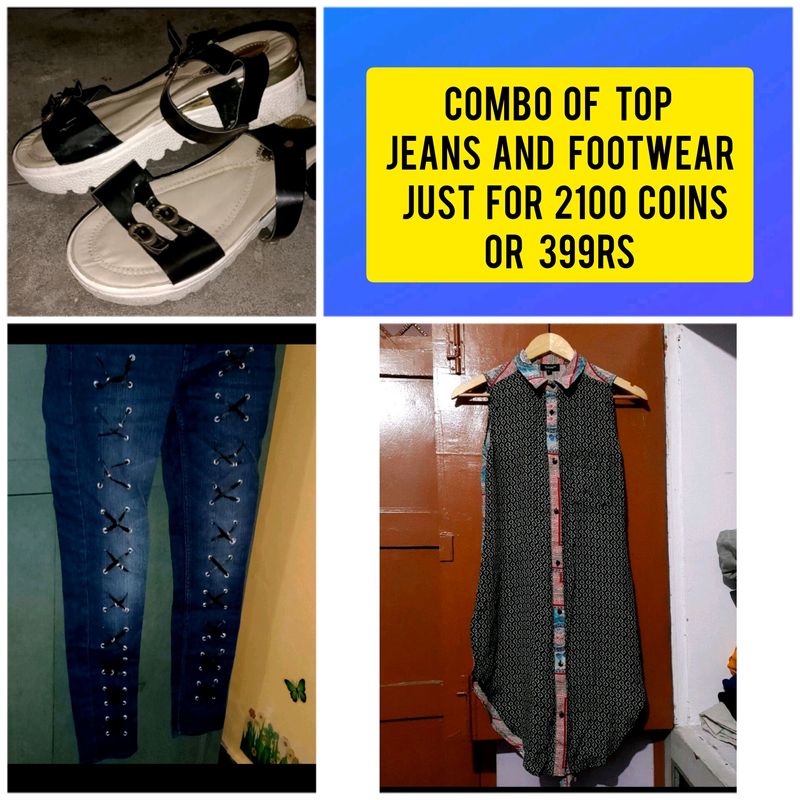 Top, Jeans And Footwear All In One