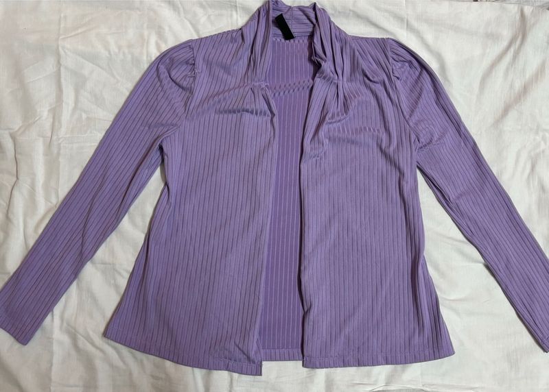 lavender Ribbed Cardigan