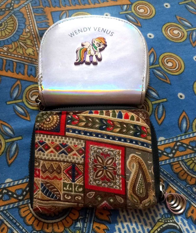 Combo For Two Holographic And Multi Printed Wallet