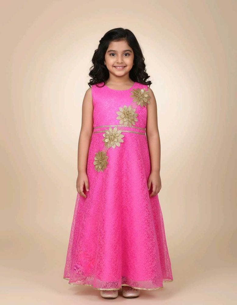 Pink Floral Girls Gown