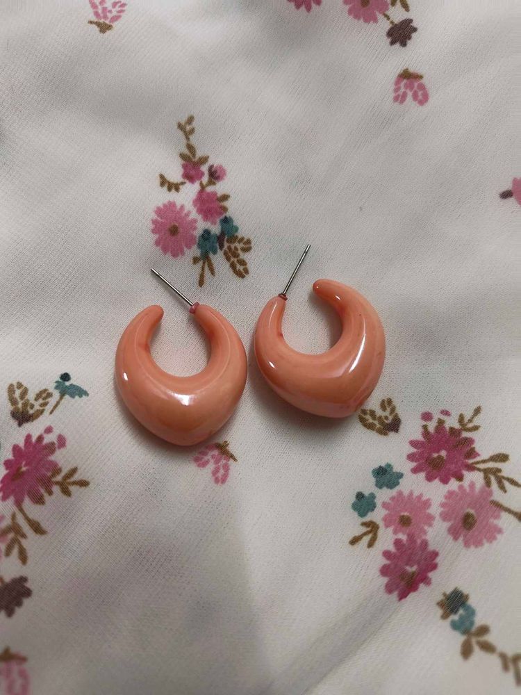Cute Rose Gold Pink Hoop Fancy Earrings