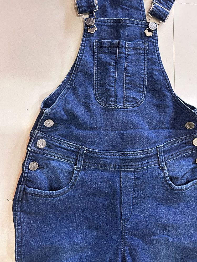Women’s Solid Blue Fit Dungarees