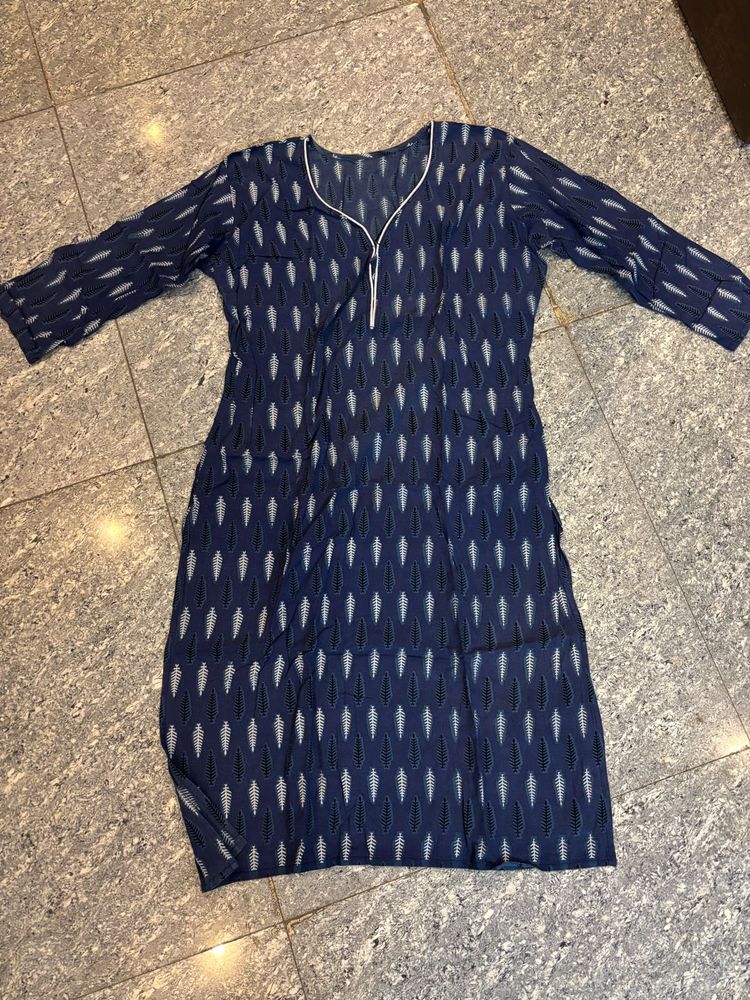Blue Printed Ethnic kurta