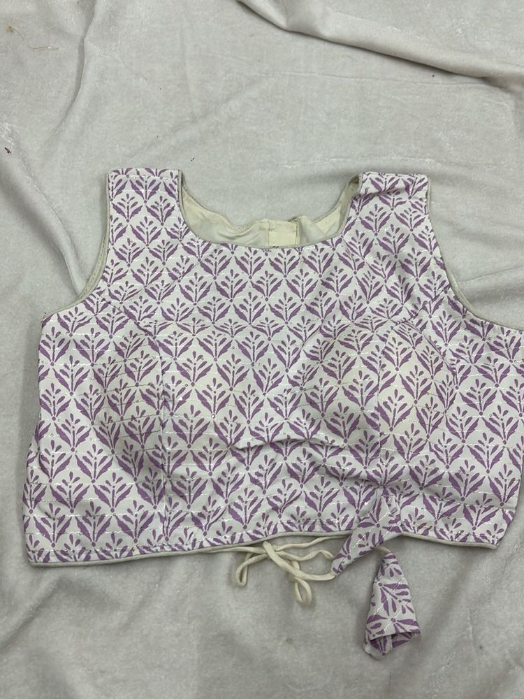 Elegant Purple &amp; White Blouse